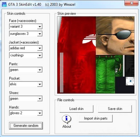 Skin Editor 1.40 для GTA 3